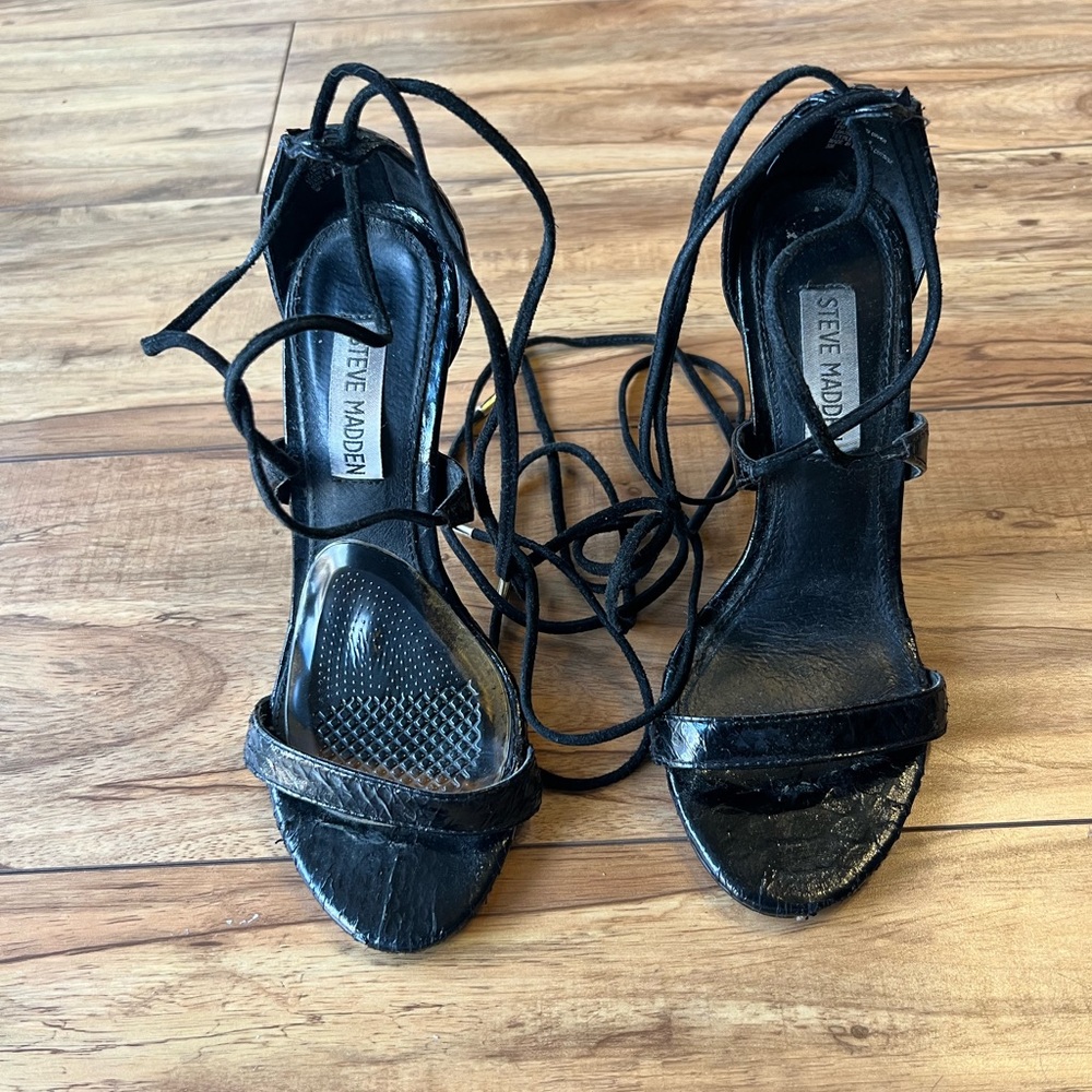 Black Steve Madden strappy heels